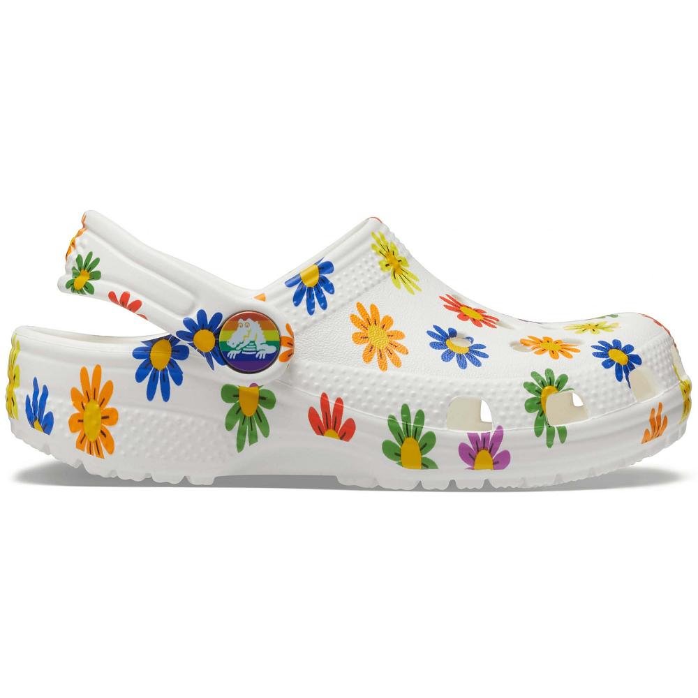 Sabots Crocs Classiche Seasonal Print Fille Blanche | France 1520SGLO